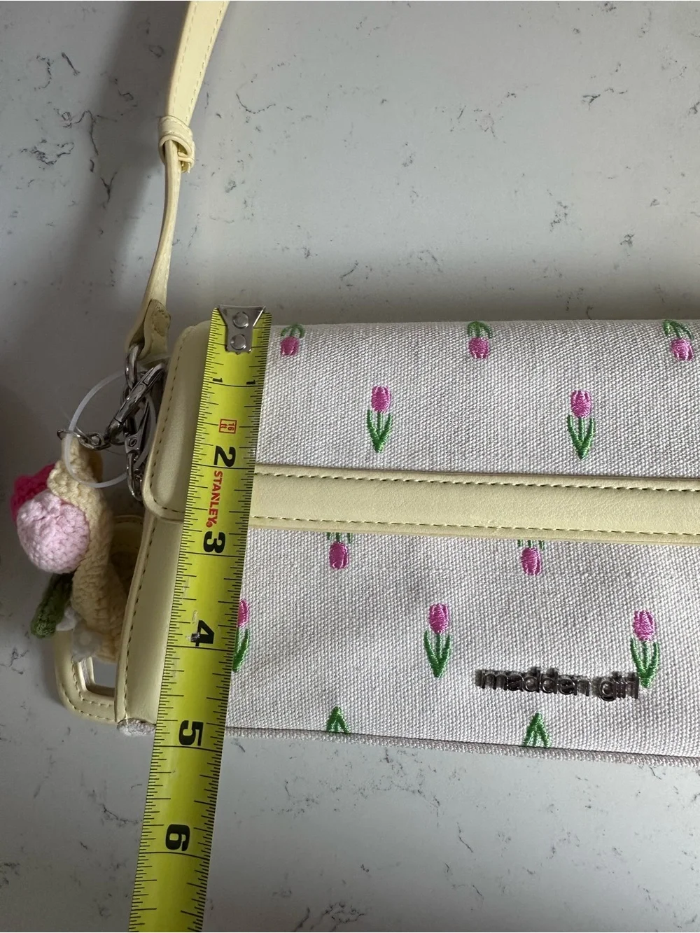 Madden Girl Yellow & Pink Tulip Embroidered Crossbody Bag